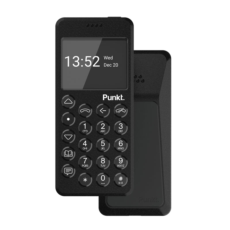 Punkt. MP02 Minimalist 4G LTE Cell Phone - Unlocked with Nano-SIM, 2GB RAM, 16GB Storage - Black (Certified Refurbished)